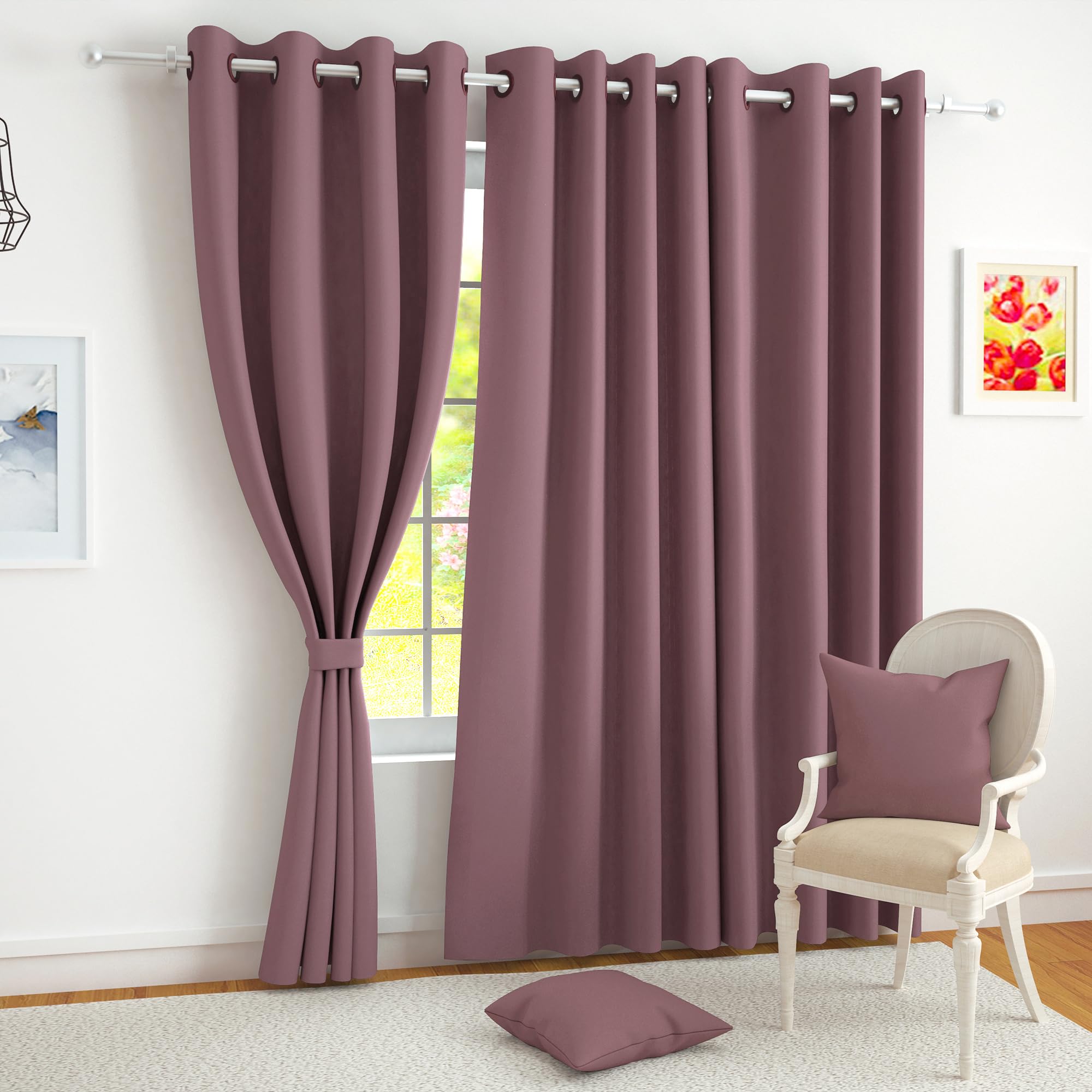 Story@Home 100% True Blackout Windows Curtains 5 Feet Set of 2 | Solid Design | Room Darkening Curtain | Thermal Insulated Curtains for Living Room, Bedroom | (118 x 152 cm, Burgundy)