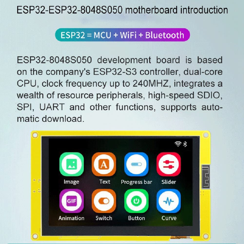 QUR ESP32-S3 Flash Smart Display MCU WIFI moduł Bluetooth 7-calowy RGB LCD TFT HMI 8M PSRAM 16M ( dotyku)