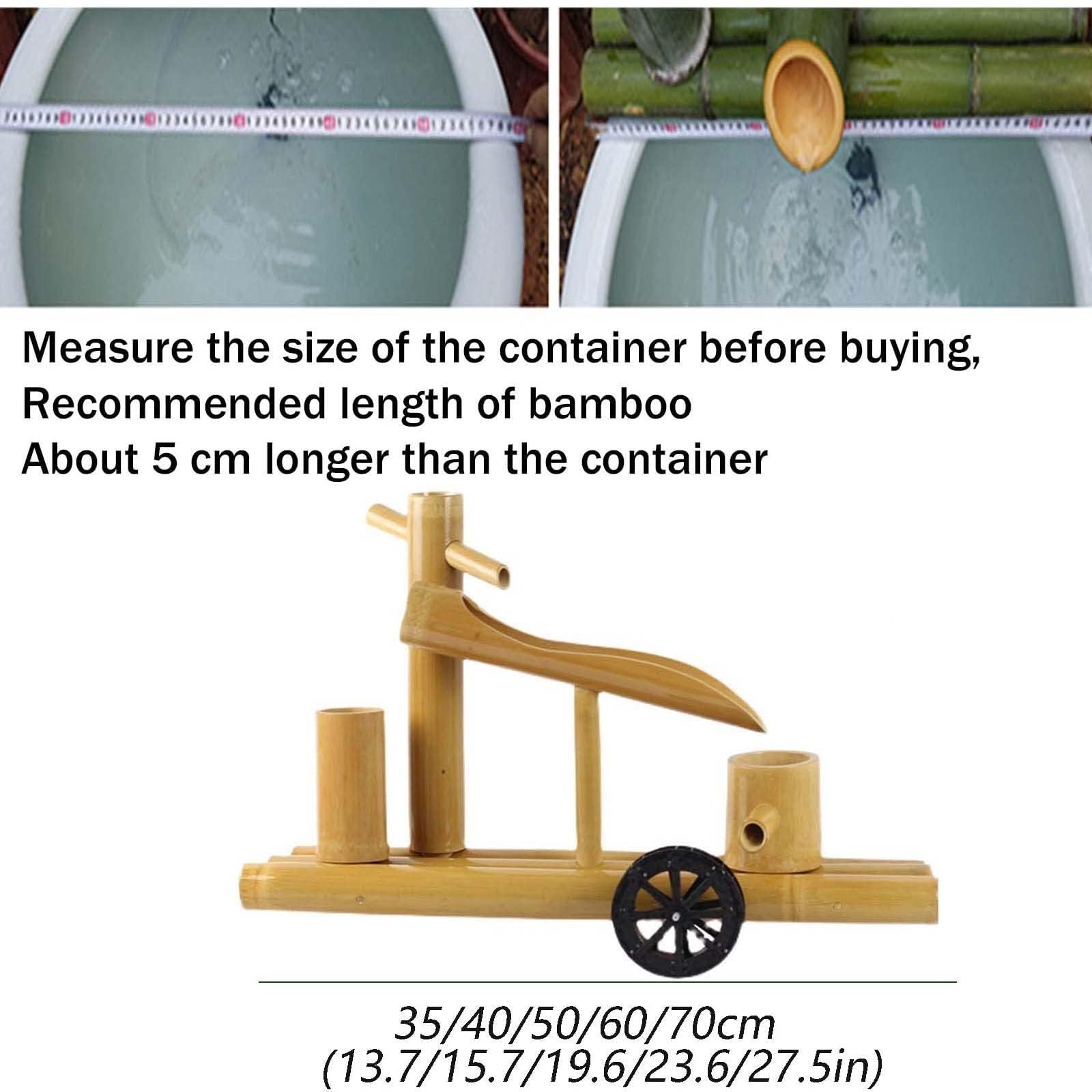 Kit de Fuente de bambú, Fuente de Agua Solar, Agua circulante de la Rueda de Agua, Fuente de bambú Natural, Fuente de bambú Solar con Bomba,35cm