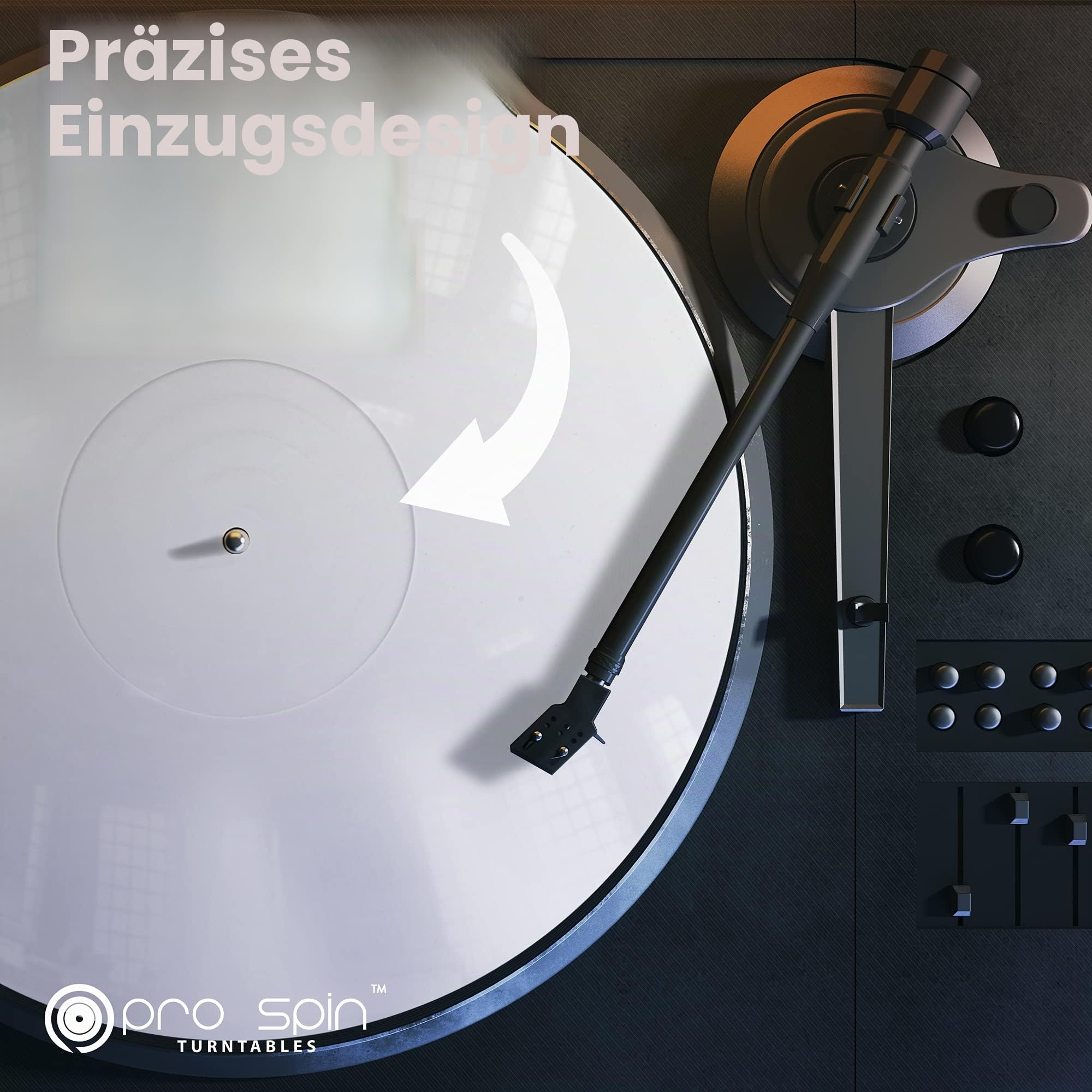 PRO SPIN Weiße Acryl-Plattenspielermatte – Platter Slipmat für 30,5 cm Vinyl-Schallplattenspieler – antistatische Abdeckung, reduziert Geräusche und Geräusche von statischer Aufladung und Staub –