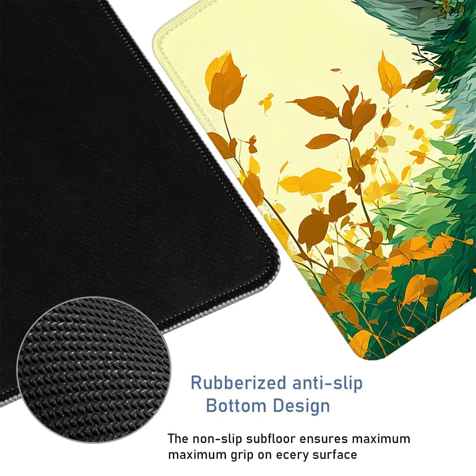Podkładka pod mysz do gier XXL 1000 x 500 x 3 mm, żółta podkładka pod mysz z lisem pod ręką z antypoślizgową gumową podstawą, podkładka pod mysz do gier akcesoria poprawiające szybkość i precyzję H387
