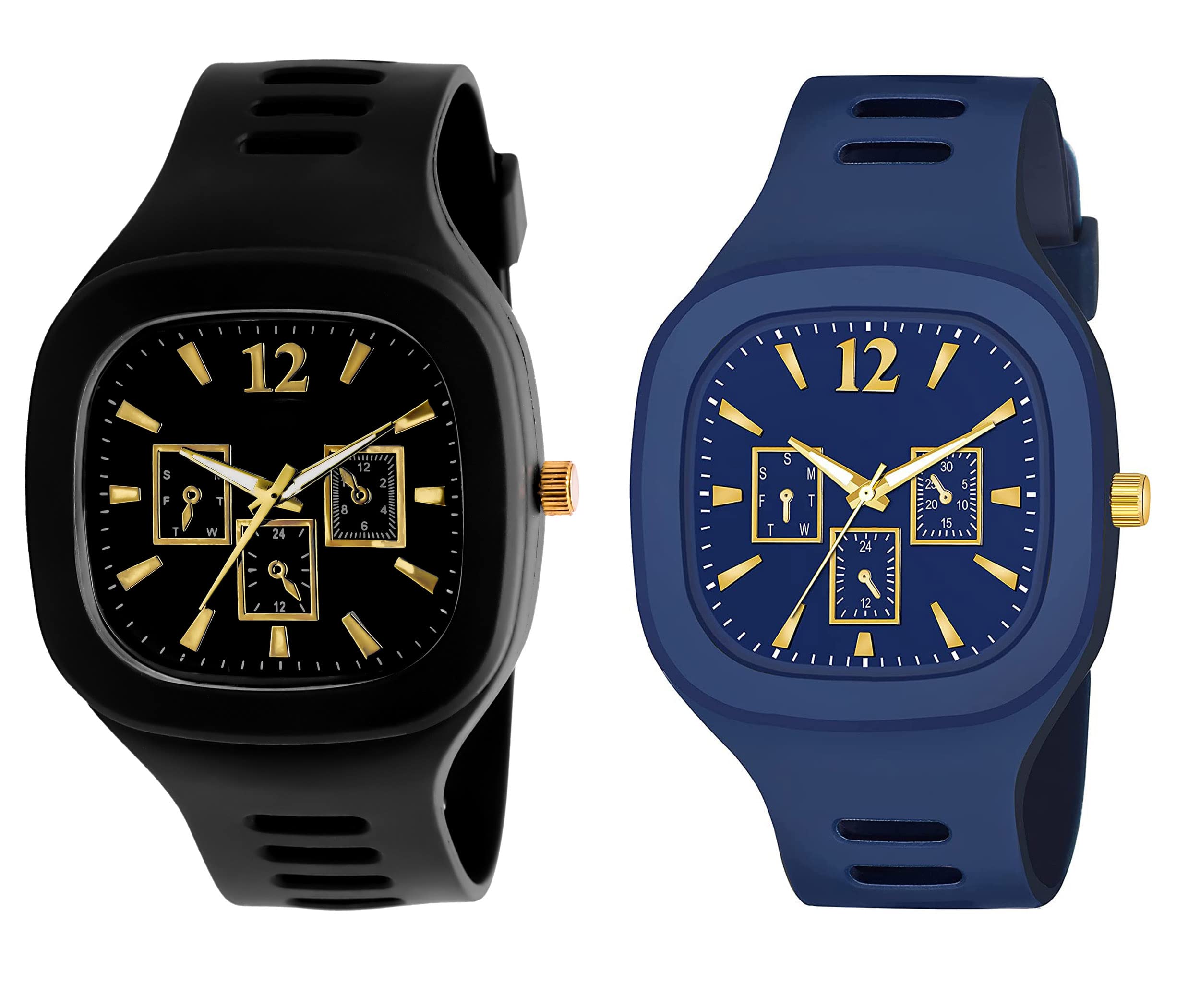 SWADESI STUFF New Combo of Square Dial Black and Blue Silicone Strap ADDI Stylish Designer Analog Watch - for Boys & Men (B0B1MGDSCX) Amazon Price History, Amazon Price Tracker