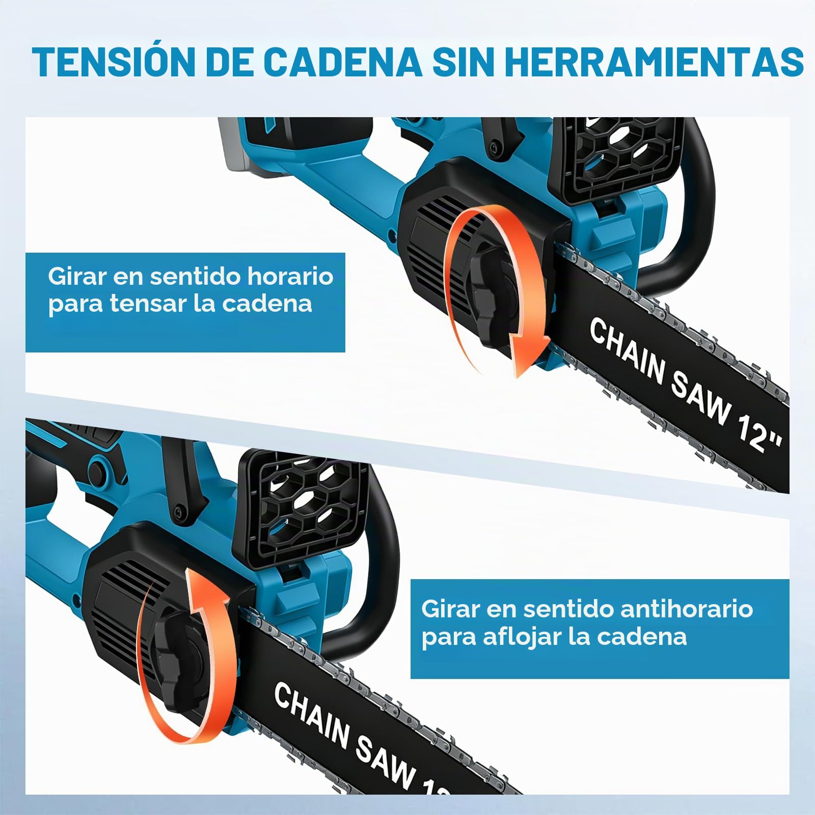 Motosierra a batería motosierras eléctricas de compatibles con Makita 18V | 12 pulgadas motosierra a batería sin escobillas, motosierra de mano de 30 cm, para carpintería y jardín (sin batería)