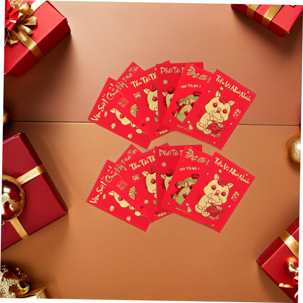 DOITOOL 360 Piezas Sobres Rojos Creativos para Año del Caballo de Hong Bao Vietnamitas Resistentes Diseño Elegante y para Festivales y Regalos Auspiciosos