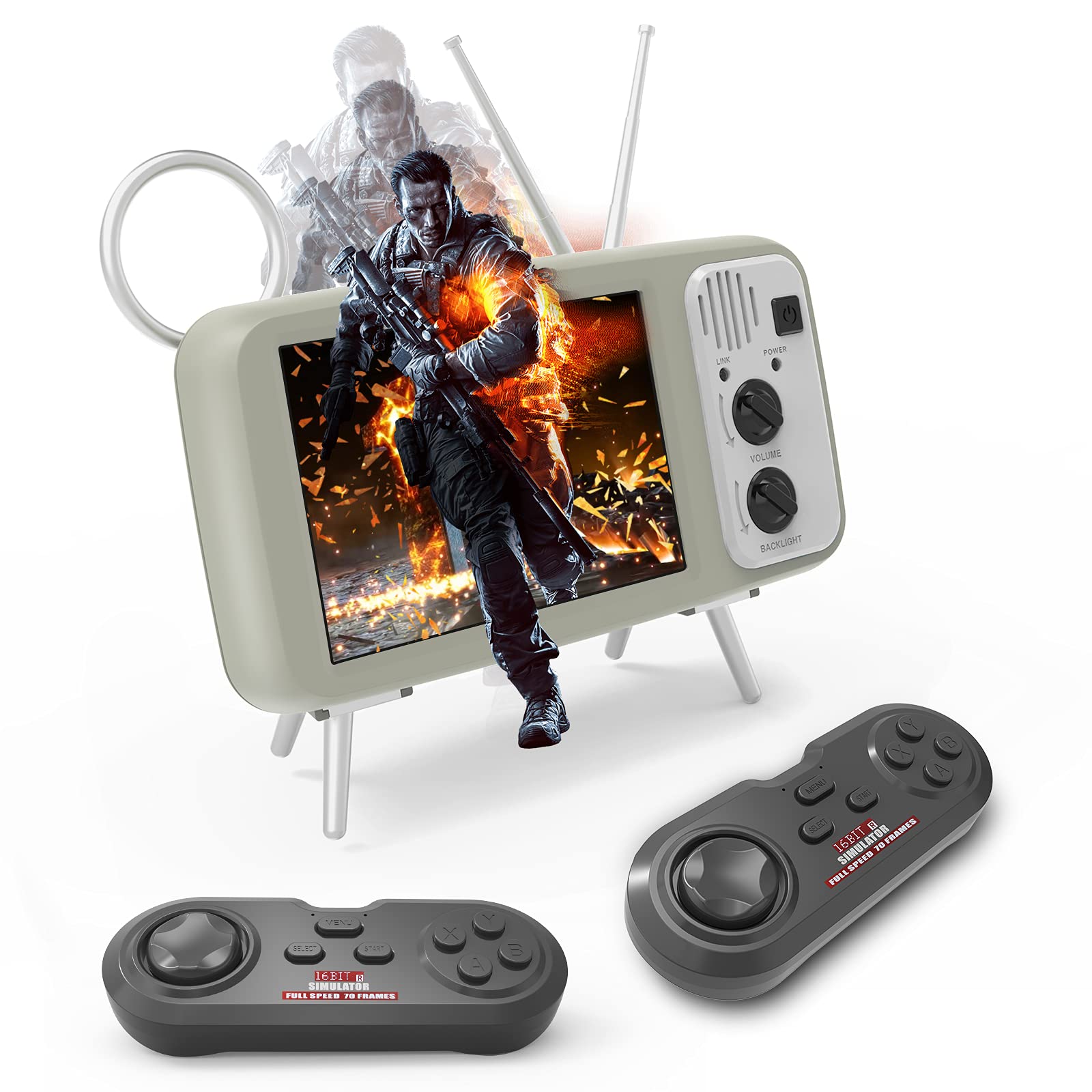 EASEGMER Retro Game Console Built-in 5000+ HD Video Games- 4" Handheld Video Emulator Games with Dua