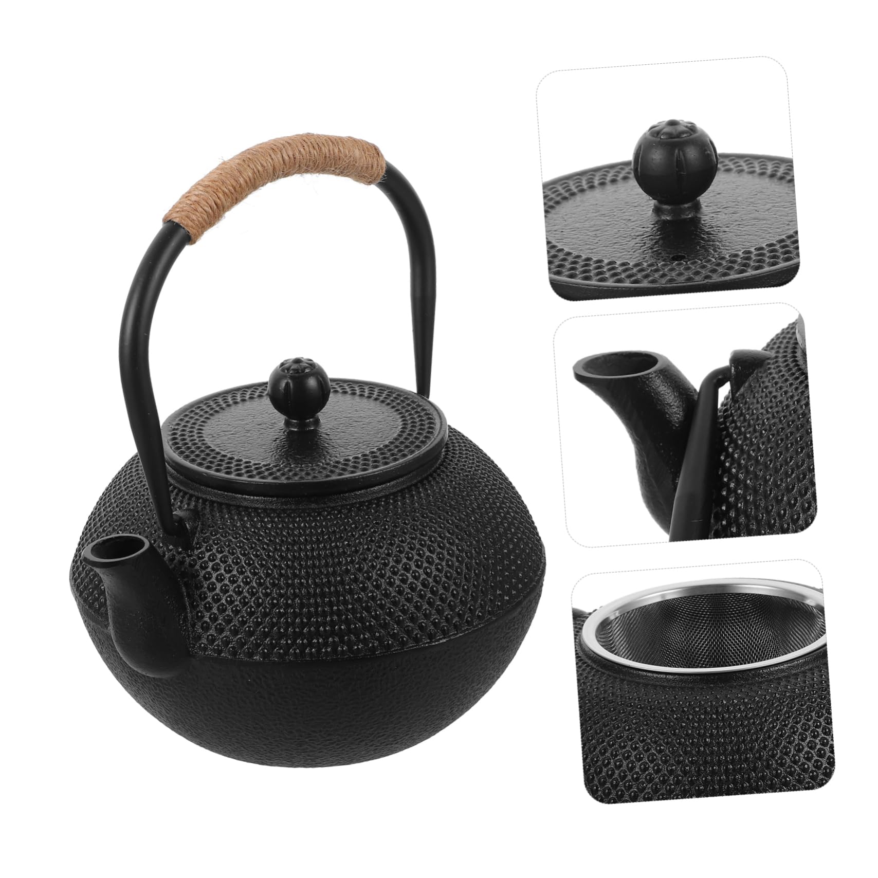Cabilock 2 Piezas Tetera De Hierro Fundido Pava Infusor Té Para Puede Teteras Tetera Japonesa De Metal Tetera De Metal Japonesa Tetera Metalica Estufa De Tetera Negro Planchar