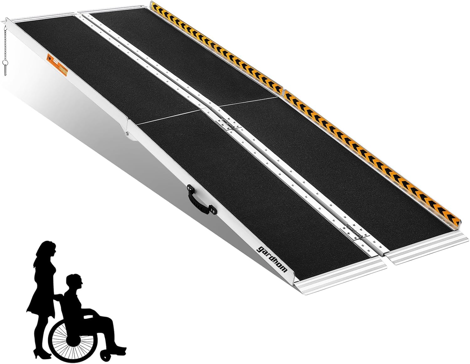 Portable Ramp 6FT, gardhom Non Skid Aluminum Folding Wheelchair Ramp Handicap Ramp Wheel Chair Ramps for Home Entrance Threshold Doorways Stairs Curbs Scooter 6 Foot (Applicable height 6"-12")