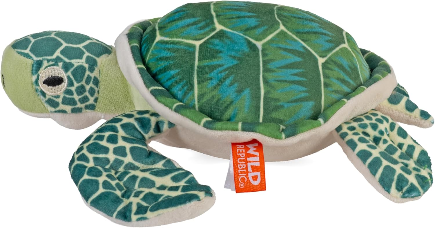 Wild Republic Cuddlekins Eco Mini Green Sea Turtle, Stuffed Animal, 8 Inches, Plush Toy, Fill is Spun Recycled Water Bottles, Eco Friendly