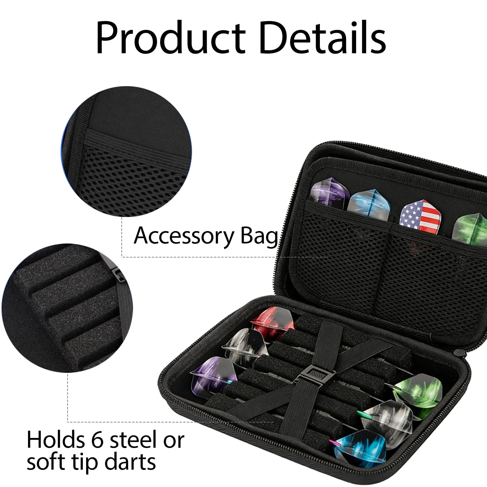 JAWAI Caja de Almacenamiento Dart, Bolsa para Dardos Duradera para 12 Dardos y Otros Accesorios, Apto para Puntas y Otros Accesorios (Negro)