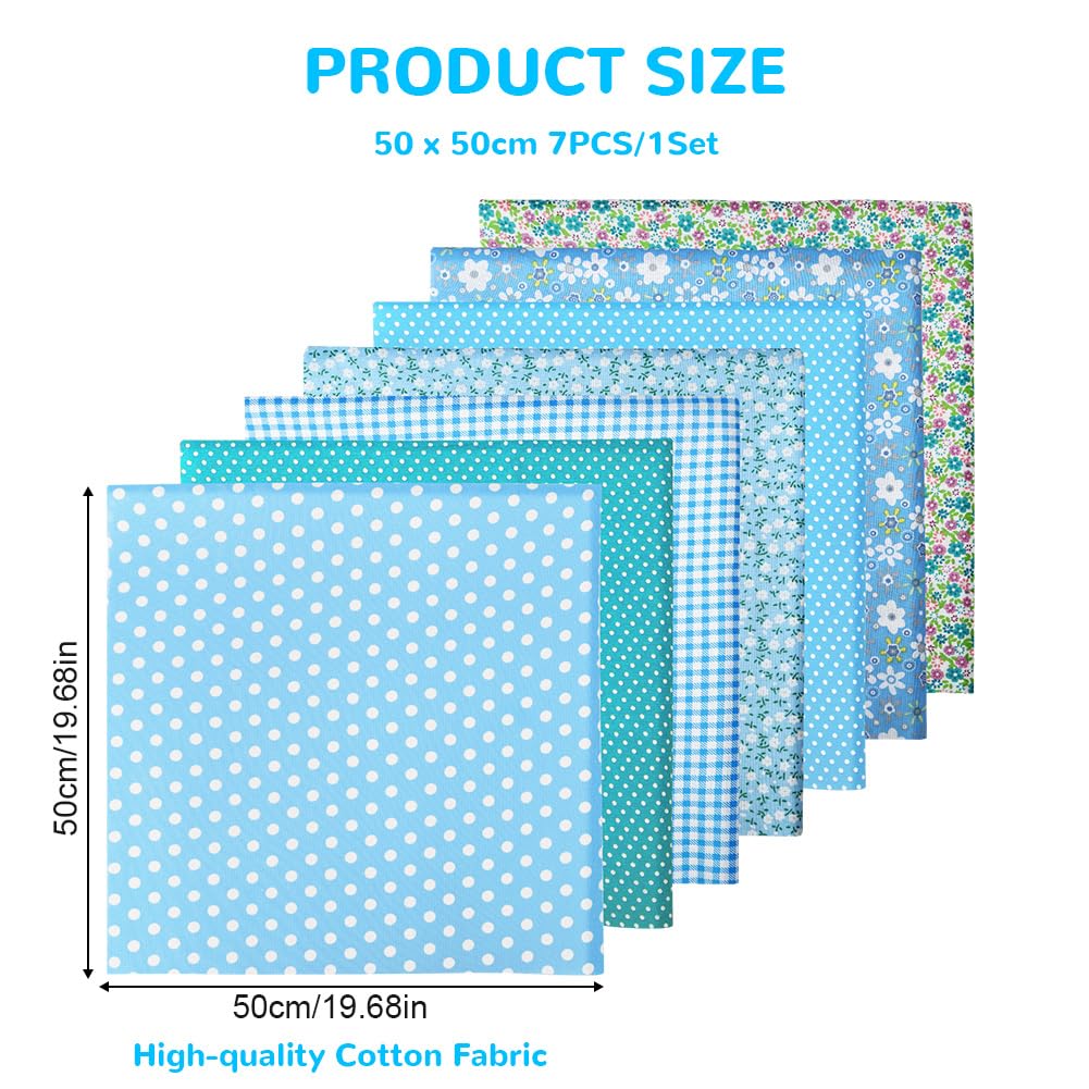 Aucuu 7PCS Fat Quarters Fabric Bundles, 50cm x 50cm Fabric Bundles, Quilting Cotton, Bundle Quilting Craft FA-BRIC - Image 2