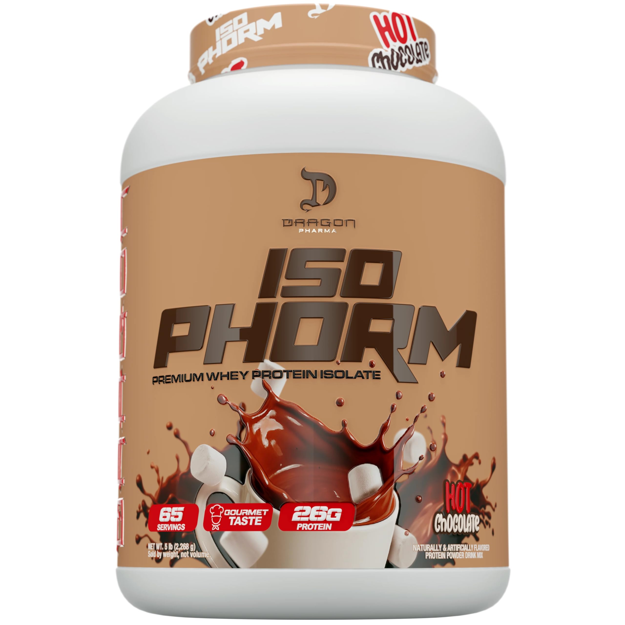 DRAGON PHARMA Isophorm, Hydrolized Whey Protein Isolate, Fast Absorption Premium Whey Protein, Maximize Recovery, Great Tasting, 25g Per Serving (5 lb, Hot Chocolate)