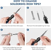 Vista 3 de LDK Kit de soldador de 60 W, soldador de 110 V con 5 puntas de soldadura, alambre de soldadura, herramientas de soldadura de soldadura