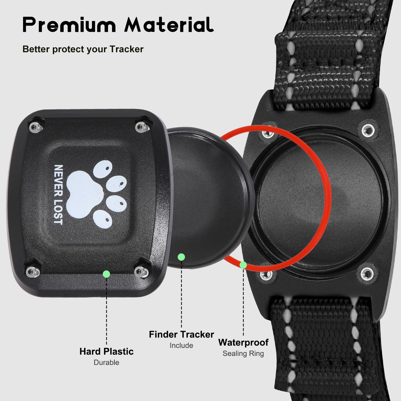 Myiwb GPS Dog Collar Tracker 2-in-1,Reflective Waterproof Pet Collar,iOS-Only,No Monthly Fees,Unlimited Range,Ideal for Dog Tracking pet Tracker,for SmallDogs(S (12.6"-16.5" Width:0.98"), Black) - image 6