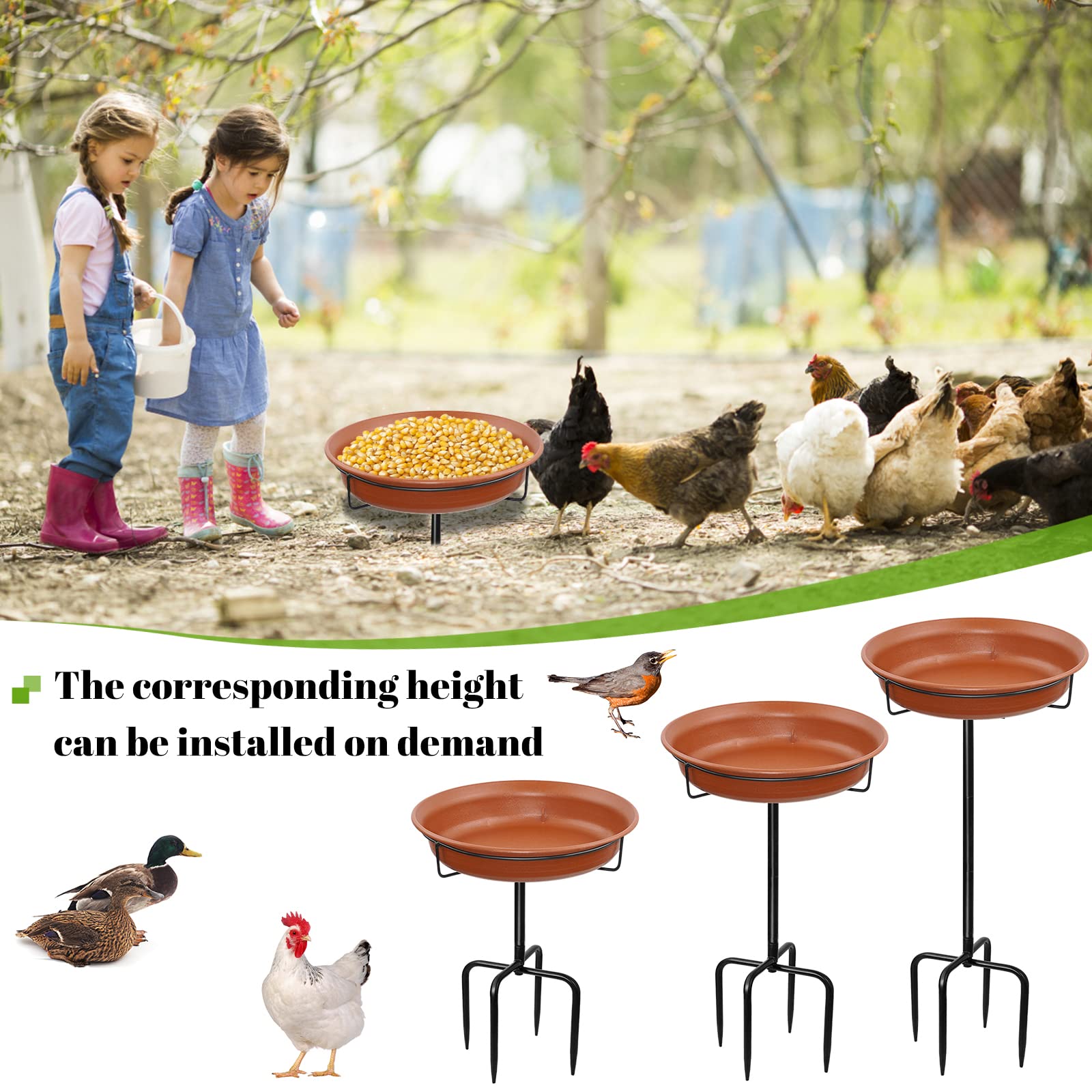 Bebedero para pájaros para baño de pájaros, cuenco de agua, de pie, alimento de jardín para aves silvestres, solución de comida de invierno a prueba de heladas