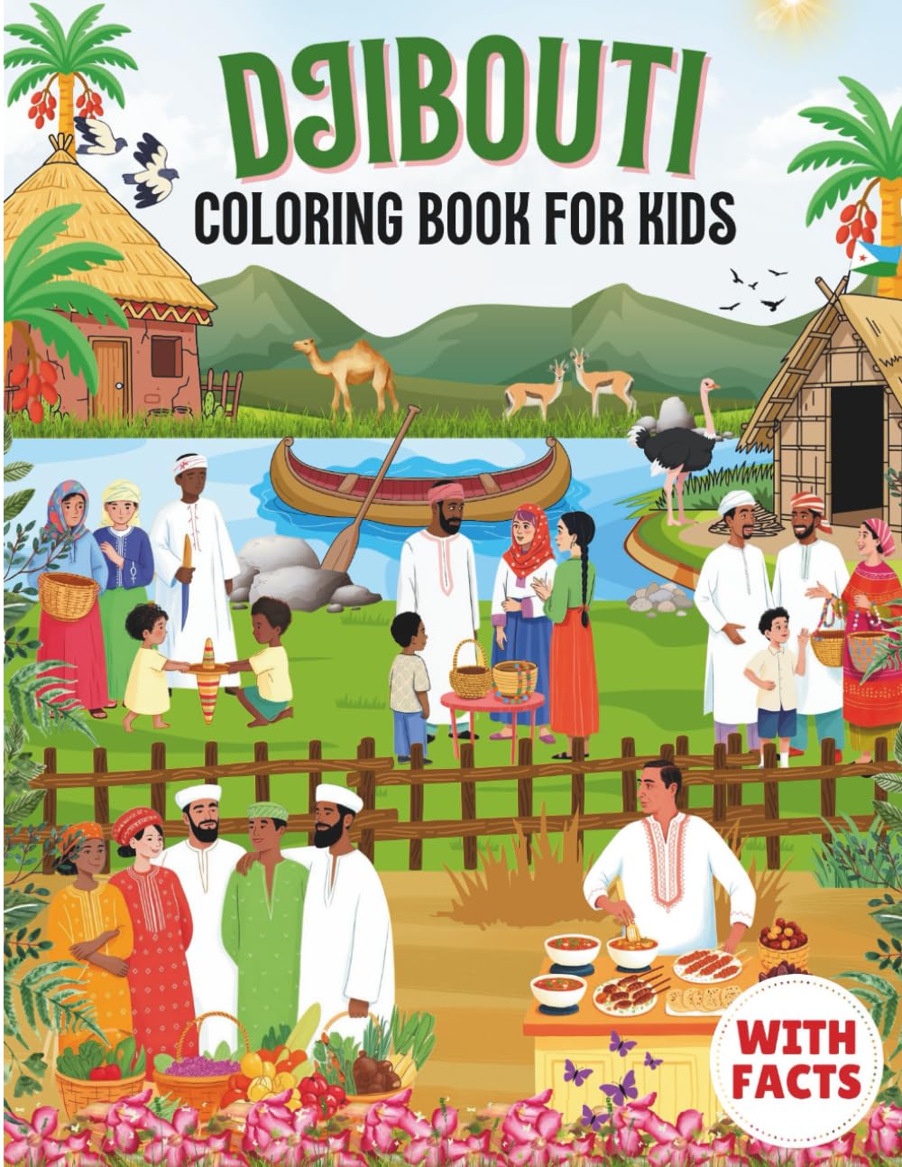Djibouti coloring book for kids with facts