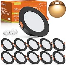 Tomosu Nero Faretti LED da Incasso per Cartongesso, Luce Calda 2700K-3000K Faretto da Incasso 220V, 5W Equivalenti a 50W, foro Φ75-85mm, IP44 Faretti LED Soffitto per Bagno, Set da 10