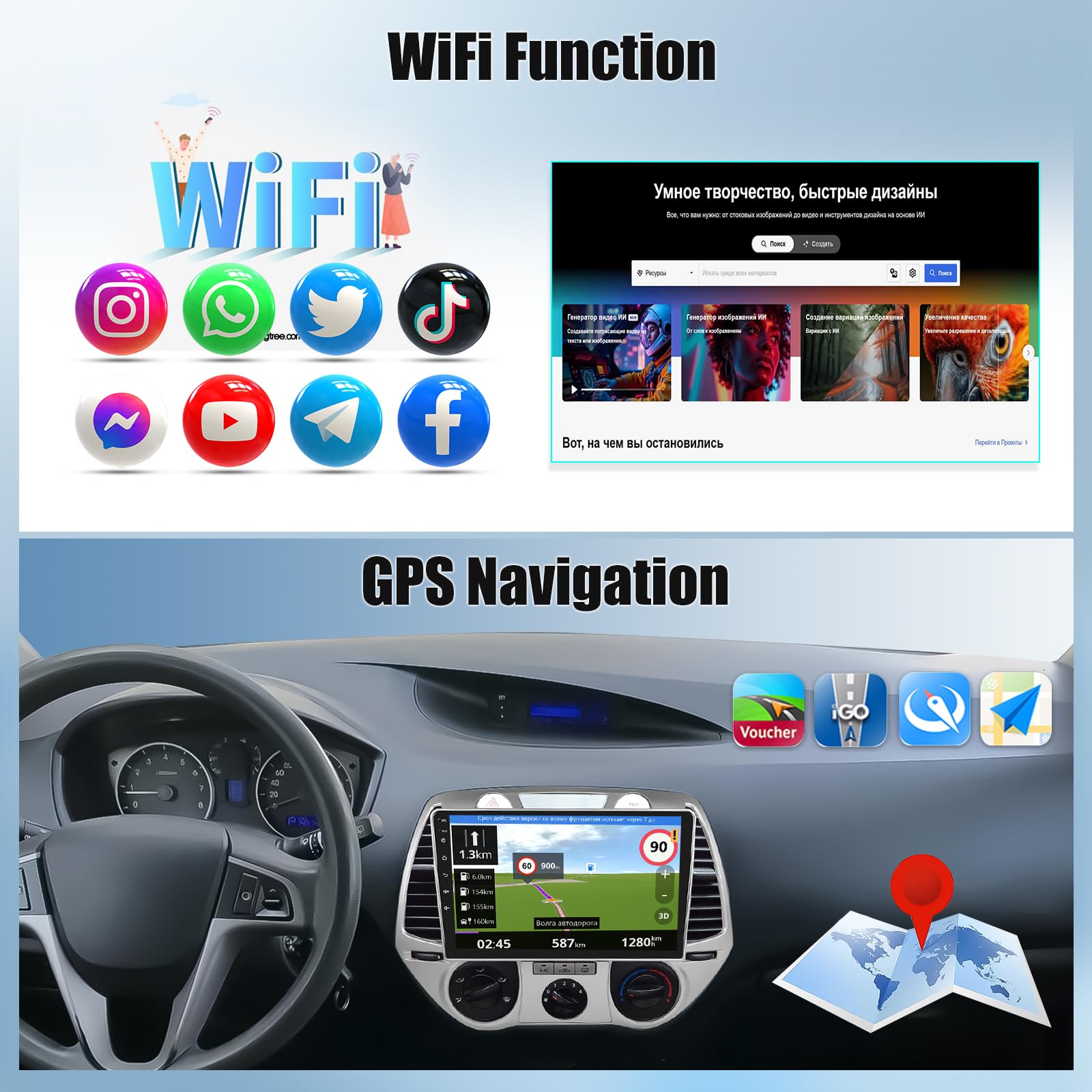 Autoradio Android 13 Pour Hyundai I20 2015-2018 - Écran 9" IPS - 6Go+128Go - CarPlay/Android Auto Sans Fil - GPS, WiFi, Bluetooth, DSP - Compatible Caméra Recul