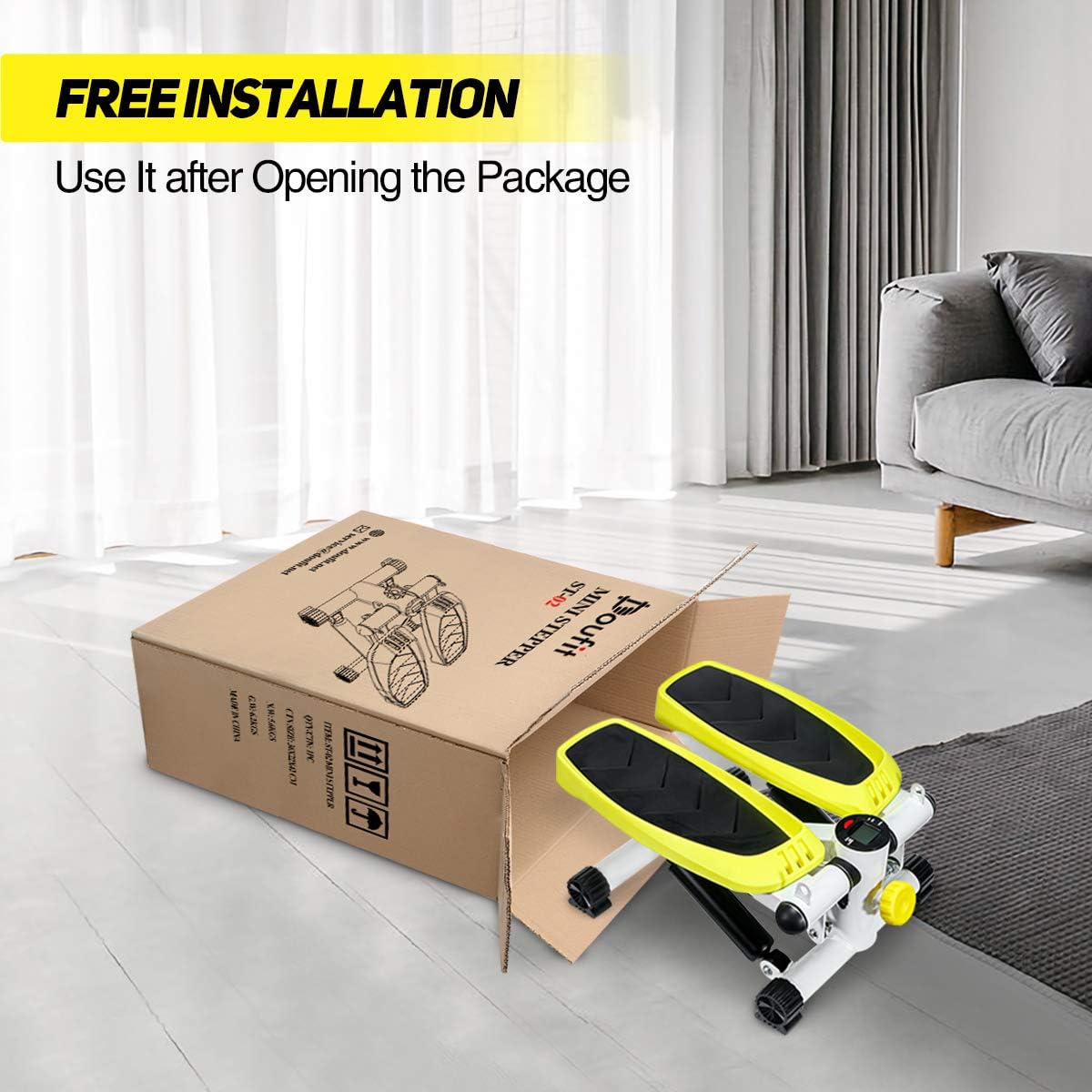 Mini Stepper with Resistance Bands, Doufit ST-02 Step Machine Indoor for Home Exercise Workout with LCD Monitor : Sports & Outdoors