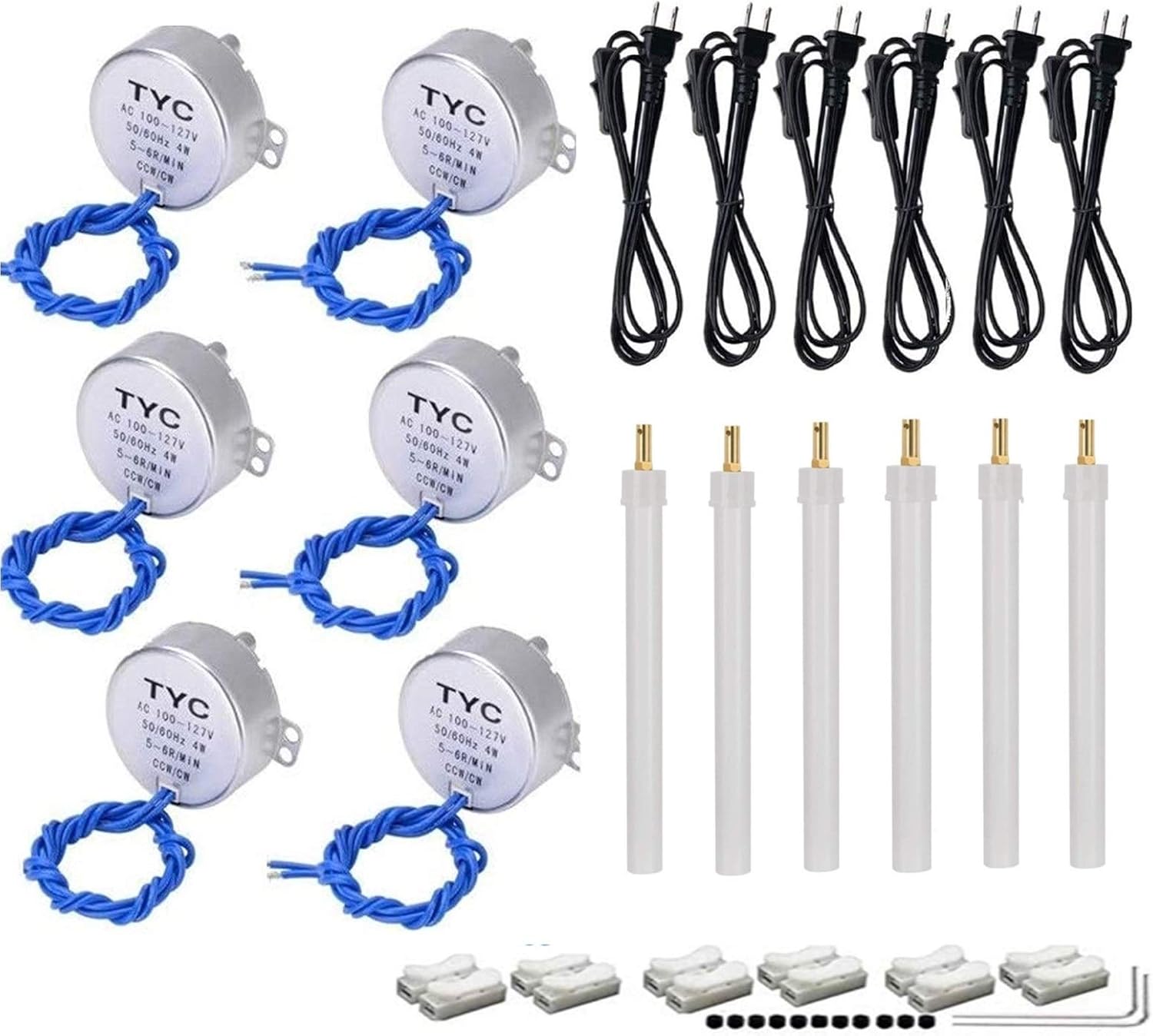 6PCS Cup Turner Motor Synchronous Synchron Motor Turntable Motor 50/60Hz AC100~120V 4W CCW/CW Direction with 6ft Power Cord Switch Plug for Cup Turner,Cuptisserie,Hand-Made or Motor (5-6RPM)