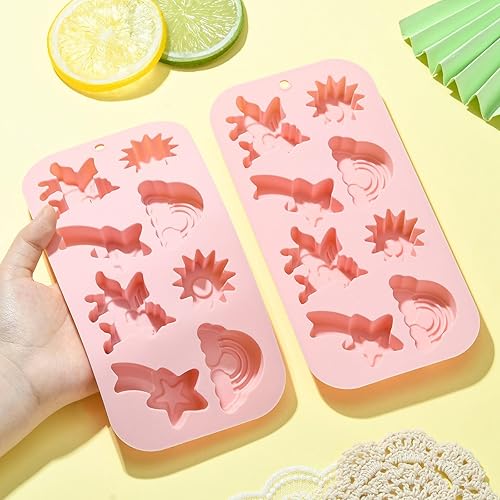 Miniatura 5 de UR URLIFEHALL 2 moldes de silicona de meteorito arcoíris de sol rosa, moldes de resina epoxi para tartas de chocolate y dulces