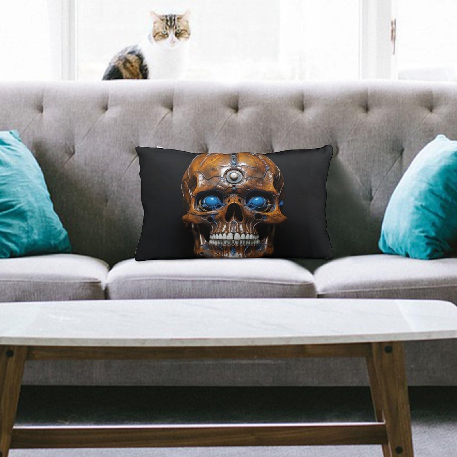 NTVOWPZO Decoration Throw Pillow Covers 8"x12" Pillowcases Covers Eyes Skull Soft Pillowcases Modern Farmhouse Home Decor Sofa Cushions Covers for Couch Bed Living Room