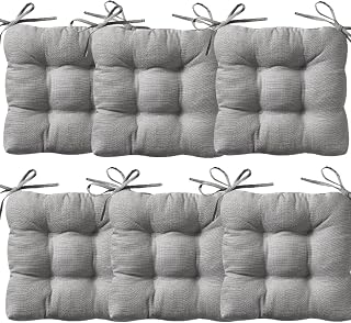 Cojines para Silla, Acolchados 40 x 40cm, Relleno de Fibra Hueca 5cm, Ideal para la Decoración de Cocina y Salón, Comedor y jardín. Fabricados en España (Pack 6, Gris)
