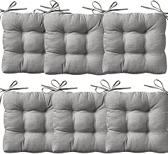 Chair Cushions, Padded 40 x 40 cm, Hollow Fibre Filling, 5 cm, Ideal for Decoration in Kitchen and Living Room, Dining Room and Garden, Made in Spain (Pack of 6, Grey)