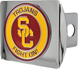 University of Southern California Chrome Metal Hitch Cover with 3D Color Team Logo by FANMATS - Round Molded Design – Easy Installation on Truck, SUV, Car - Ideal Gift for NCAA College Fan/Student