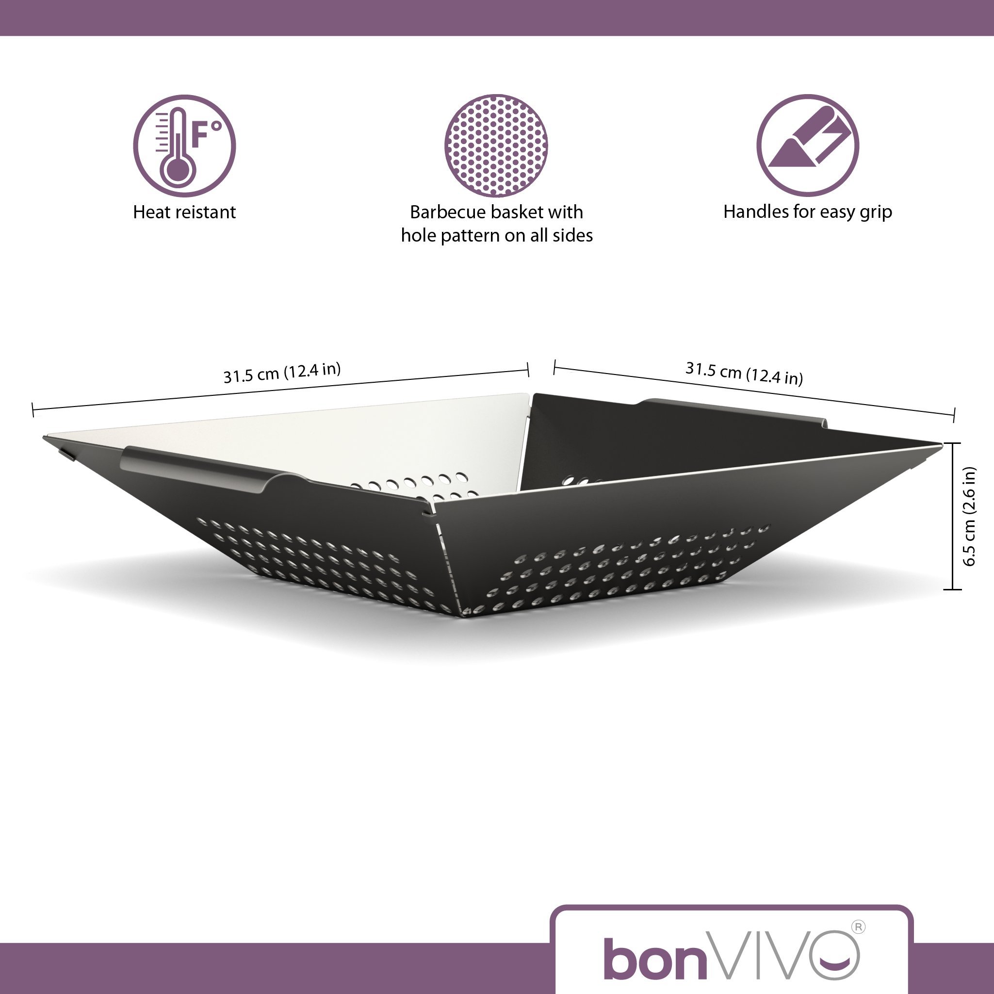 bonVIVO Ensemble Barbecue 5 Pièces, Accessoires BBQ INOX Longs Manches en Bois