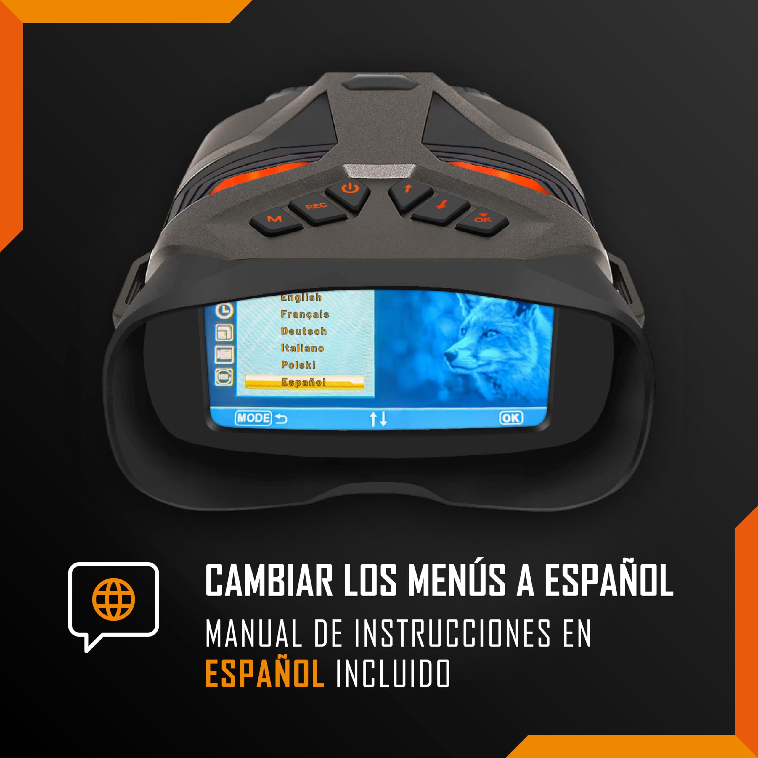 Nightfox Ember - Gafas de visión nocturna por infrarrojos, fáciles de usar, pantalla grande, zoom 4x, alcance de 250 m, video 4K, binoculares NVG para vida silvestre, camping