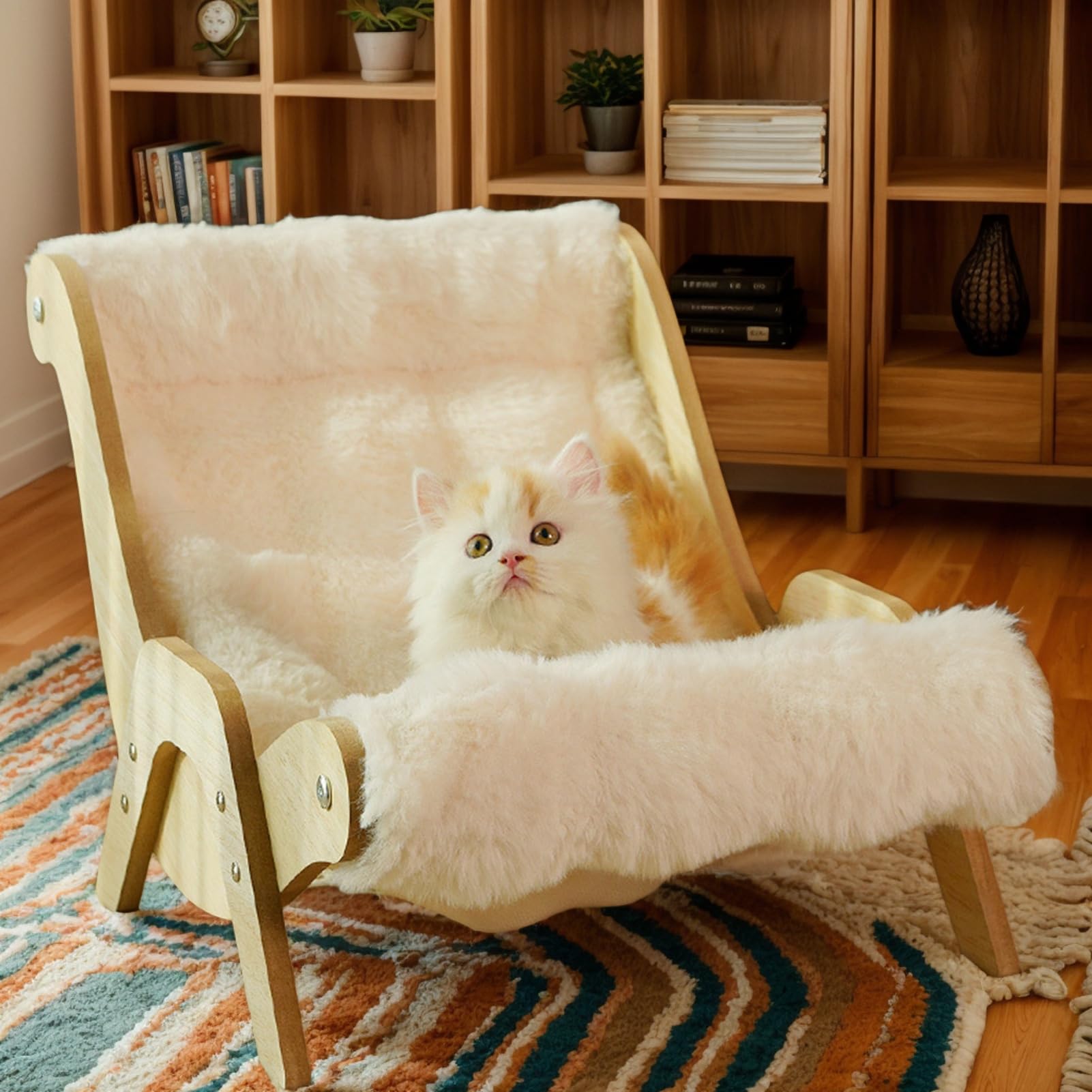 Sofá de interior peludo para gatos,Sofá cama para gatos borrosos Camas | Cama para gatos de interior, sofás para gatos, sofá cama suave y relajante para mascotas, sofá