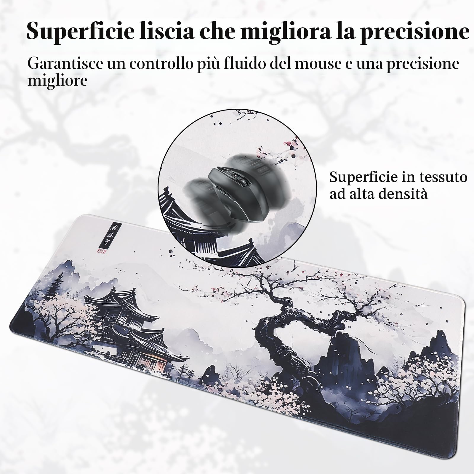 Mousepad XXL Gaming 800x300mm z Gumową Podkładką Antypoślizgową Bordi Cuciti