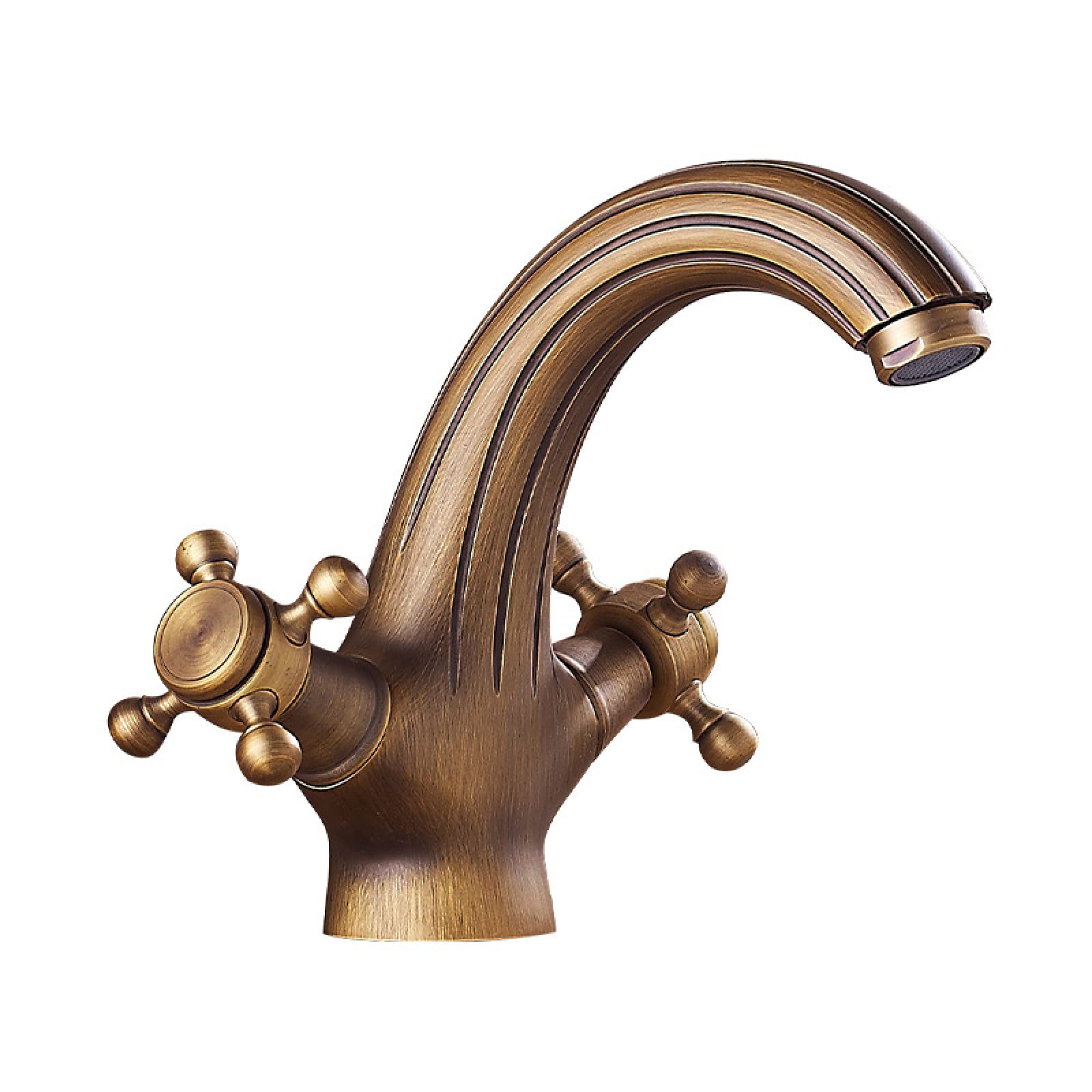 DFGHNBVC V-Intage Bathroom Faucet Antique, Double Cross Handle Mixer Bathroom Sink Tap, Brass Bathroom Faucet Single Hole, Cold Hot Mixer V-Intage Vanity Tap, A Mixer Tap Faucet,A