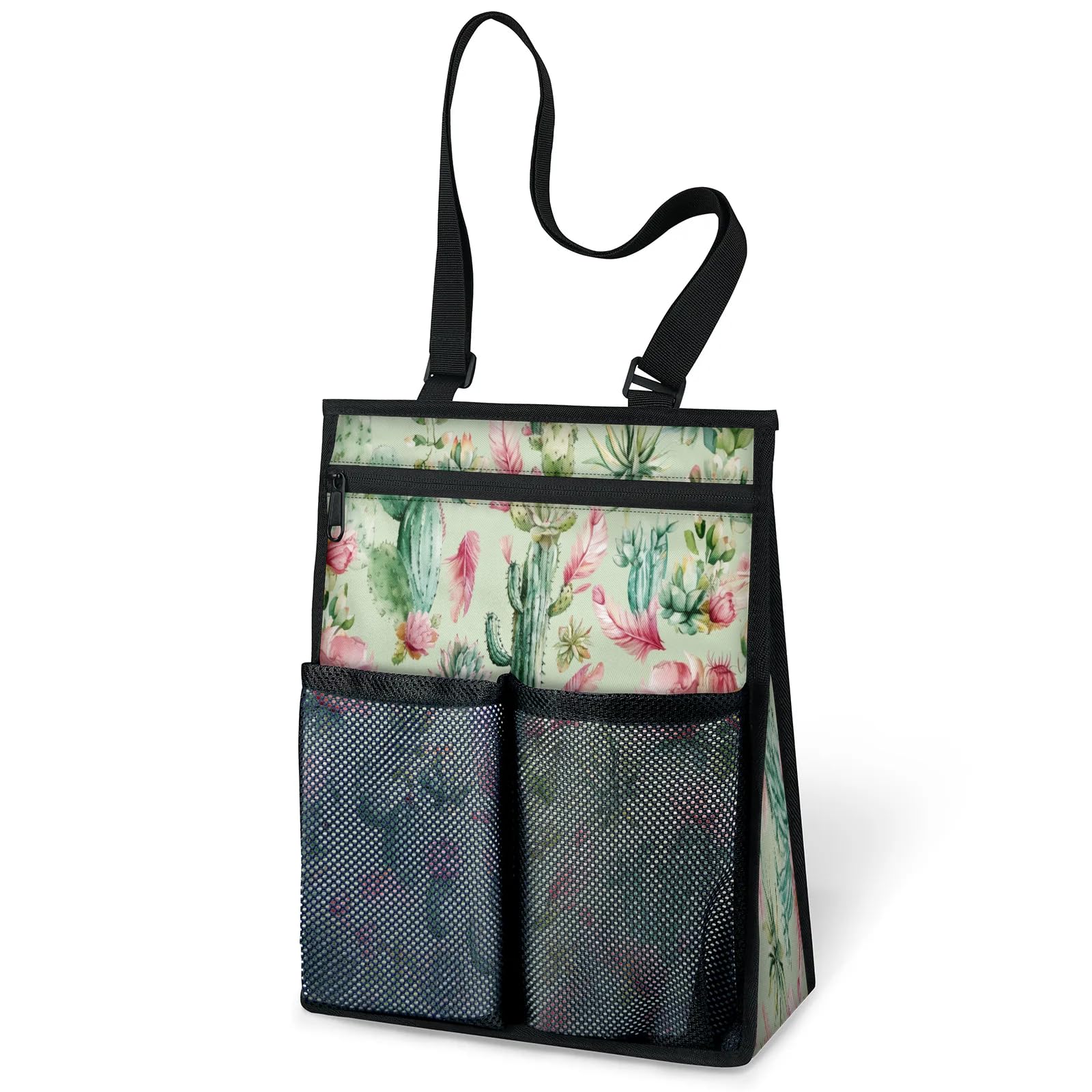 Ourtheme Cacti Pattern Portable Shower Bag for Travel Gym Camp Beach Tote Shower Caddy Bags Hanging Toiletry Organizer