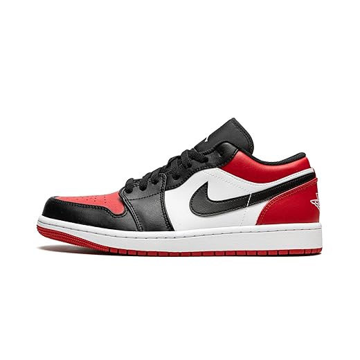 Nike Jordan Mens Air Jordan 1 Low 553558 612 Bred Toe - Size 10.5, Gym Red/White-black