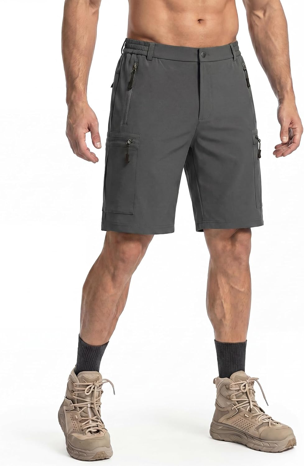 COOFANDY Men's Hiking 9" Cargo Shorts Lightweight Outdoor Shorts Quick Dry Golf Camping Casual Fishing with 5 Zipper Pockets