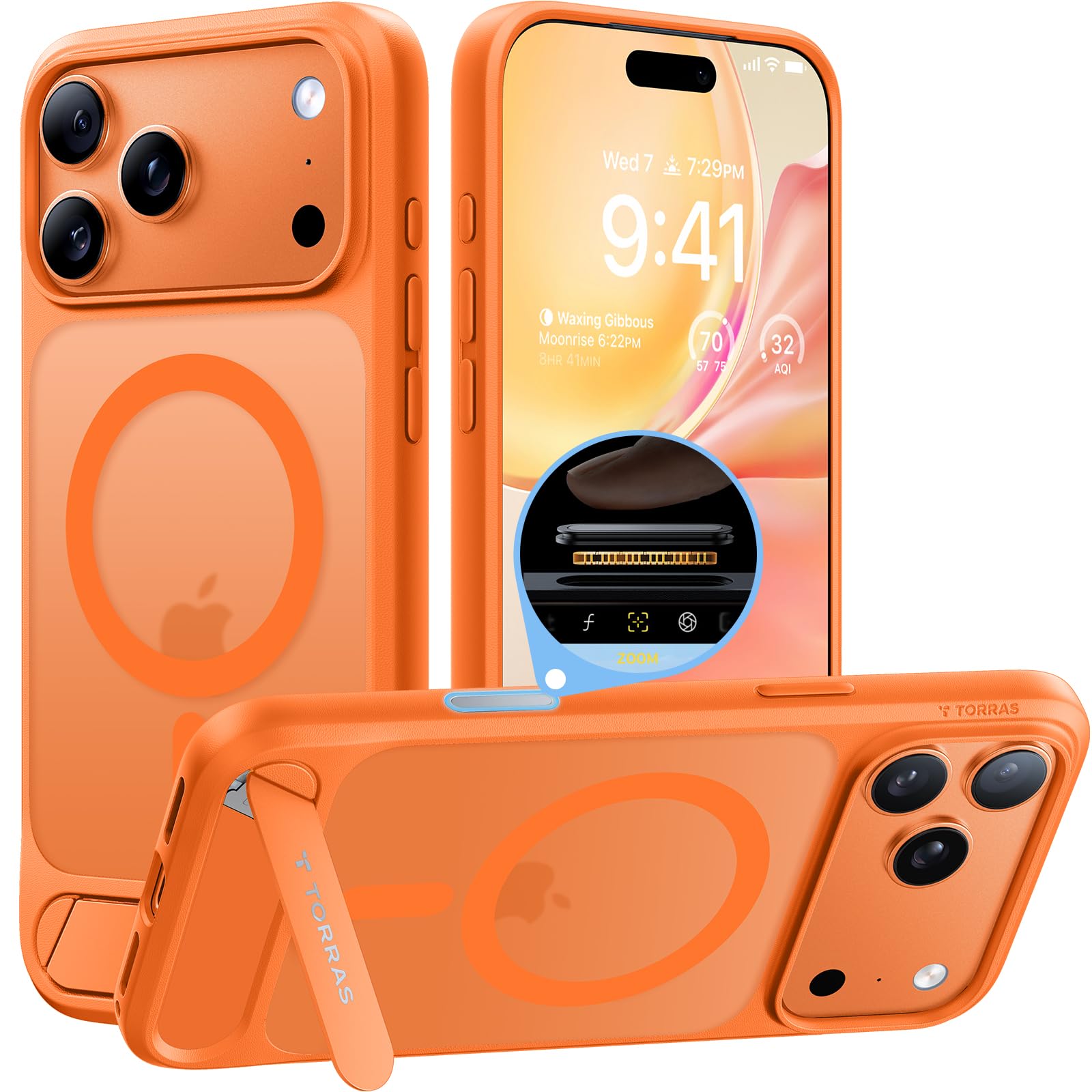 Photo 1 of TORRAS Strong Magnetic & Seamless Stand for iPhone 17 Pro Max Case Orange