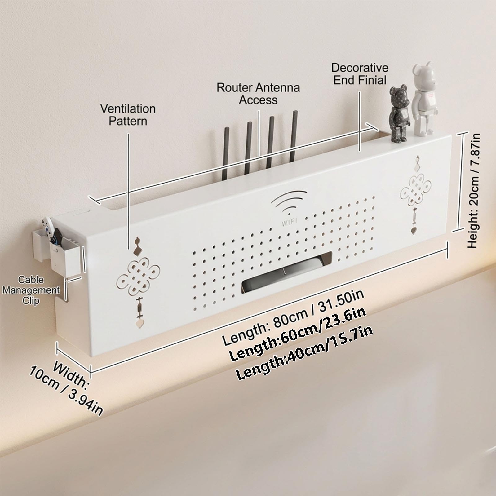 Organizador de pared para router, soporte para WiFi y caja de cables