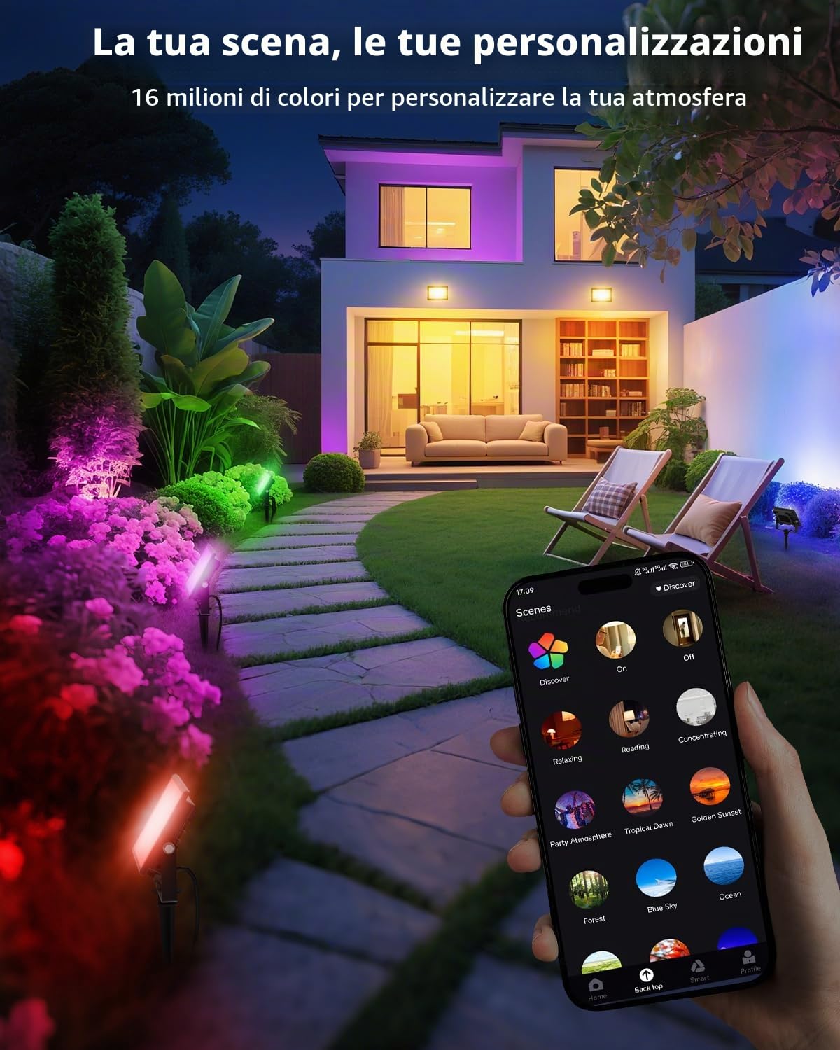 T-SUN RGB Faretto LED Esterno 30W con App Bluetooth e Telecomando, 2 Pezzi | Lampada Floodlight Intelligente con Cambio Colore, Timer & Memoria, IP66, Sincronizzabile con la Musica per Giardino, Partito