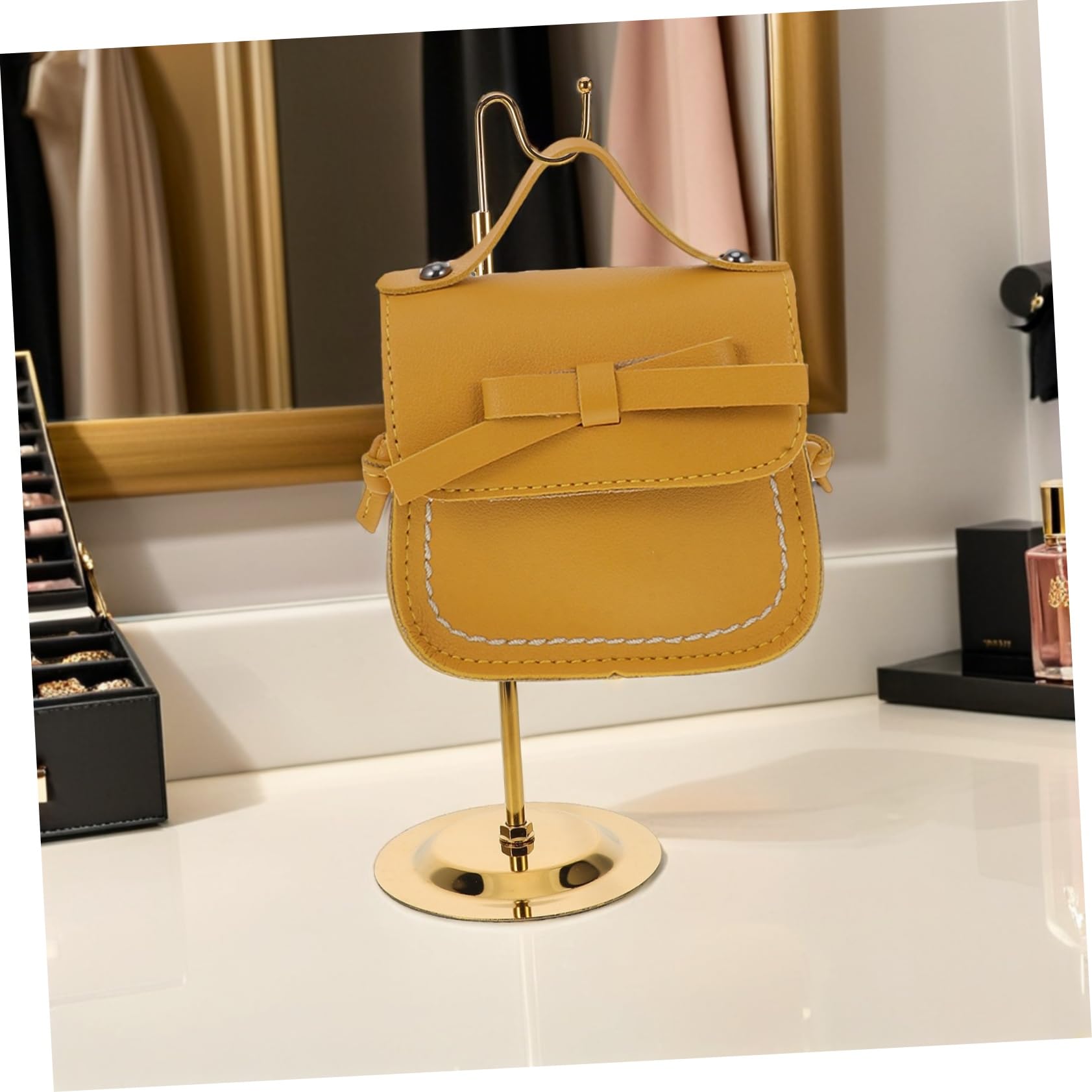 PRETYZOOM Expositor de Bolsos Metalico para Tienda Gancho Ajustable y Soporte de Sobremesa para Accesorios y Carteras