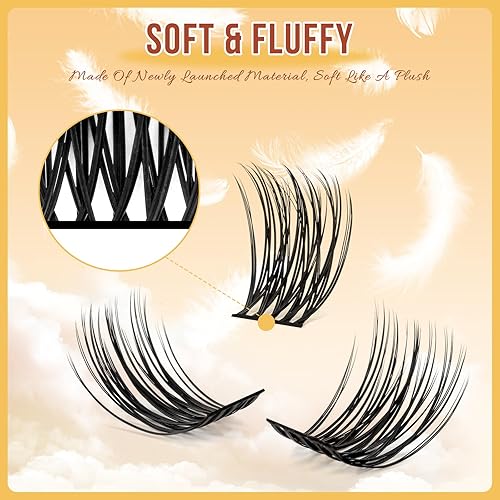Miniatura 2 de QUEWEL Mezcla de racimos de pestañas de 0.35 a 0.63 pulgadas, suaves y ligeras, con poca sensación, adecuadas para extensiones completas de pestañas
