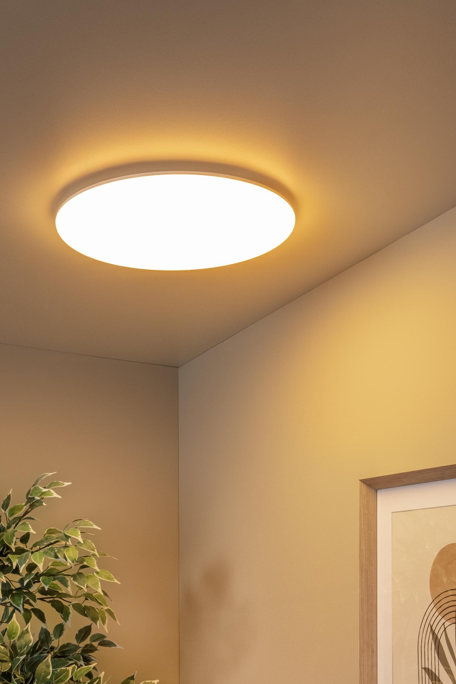 LUCIDE OLSON - Deckenleuchte Badezimmer - Ø 45 cm - LED - CCT - 1x45W 3000K/6500K - IP44 - Opal
