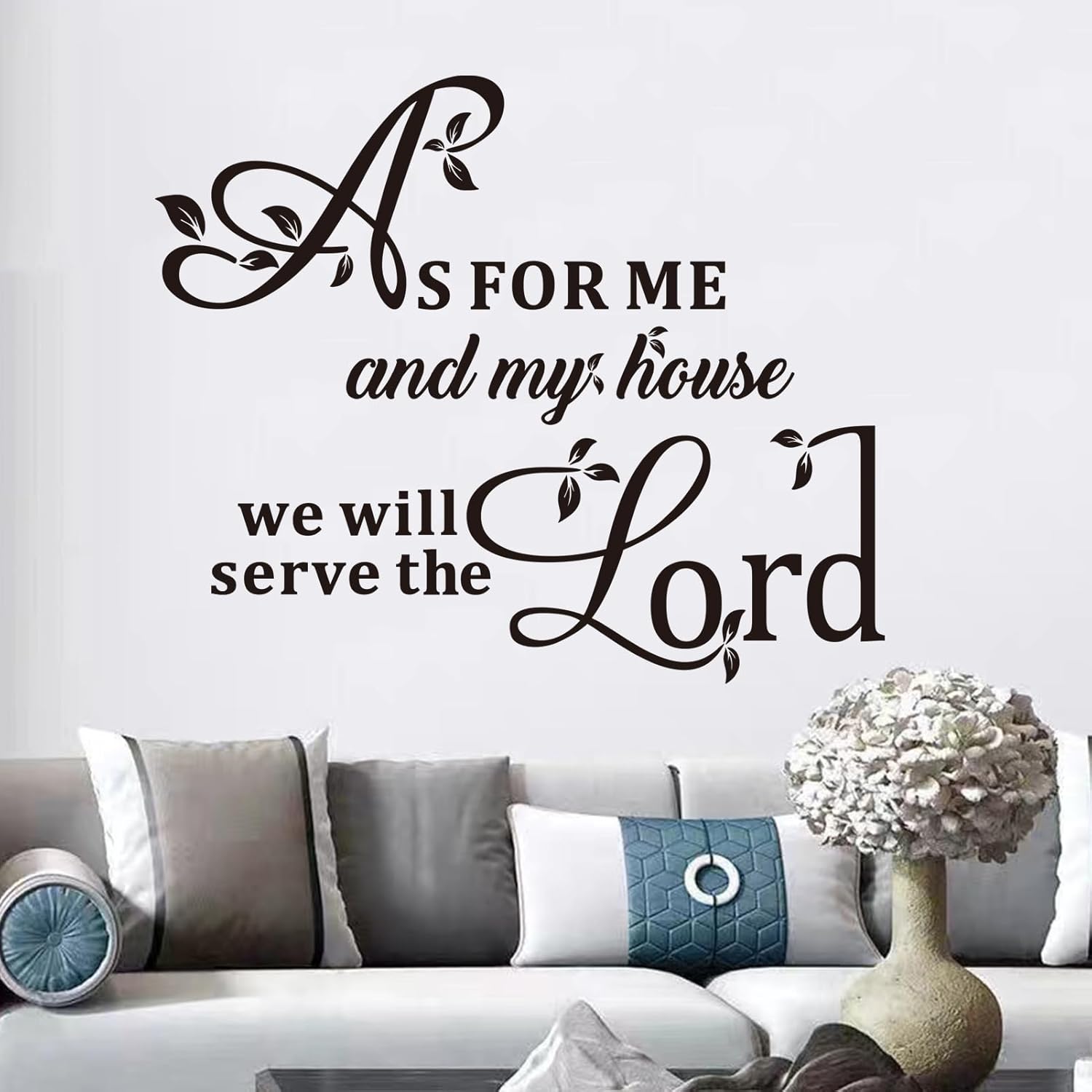 Inspirational Wall Stickers for Living Room: Bible Verse Christian Quotes Positive Vinyl Art Wall Decals - As for Me and My House 30" X 25"