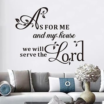 Bible Verse Wall Stickers for Bedroom Christian Quotes Inspirational Positive Vinyl Art Wall Decals for Living Room Wall Decor - As for Me and My House 18" X 15"