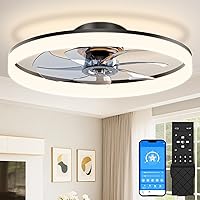 Vista 22 de VOLISUN Ventiladores de techo pequeños de 13 pulgadas con luces y control remoto, ventiladores de techo de perfil bajo con luz, luz de techo LED