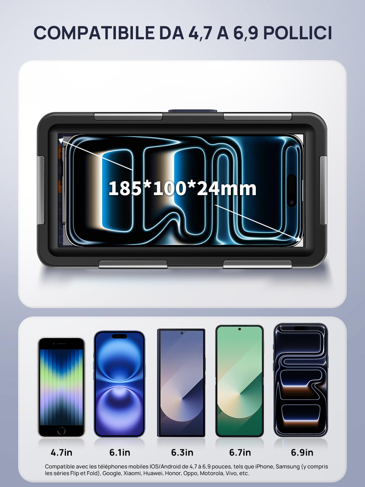 Lanhiem Pochette Étanche 15M [Universelle] Coque Téléphone Protection IPX8 Plongée Étui pour iPhone Samsung Galaxy Huawei XiaoMi RedMi Oppo Vivo et Smartphone 4.7-6.8'' sous Marine Housse - Noir
