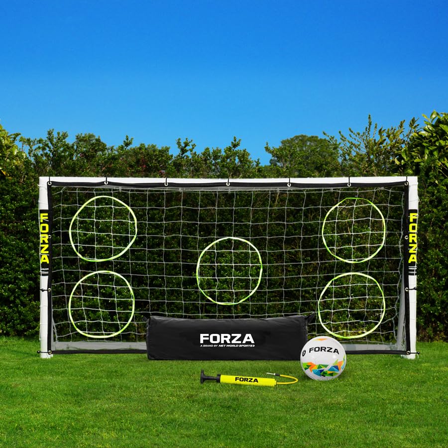 FORZA 8 x 4ft Kids Soccer Goal - The World’s #1 Backyard Goals! | 100% UK-Made, 3 Min Setup, Unbreakable Goalpost + Target & Ball Bundle - Buy FORZA,