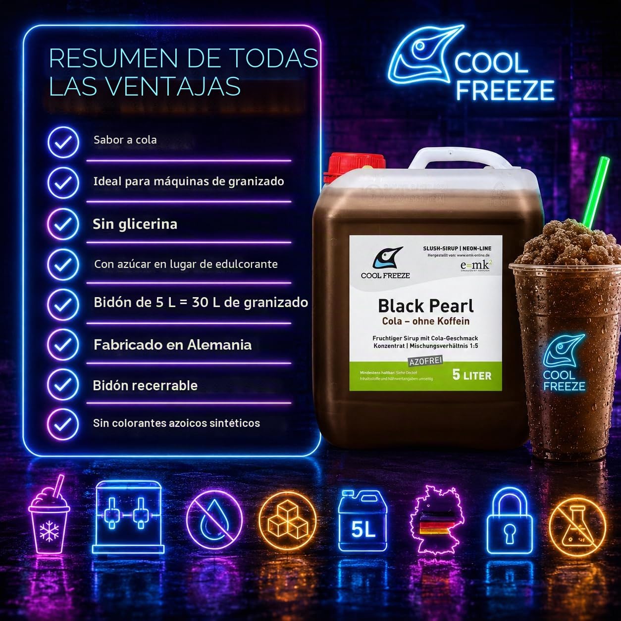 Black Pearl - Jarabe para granizado (5 L, sin azo)