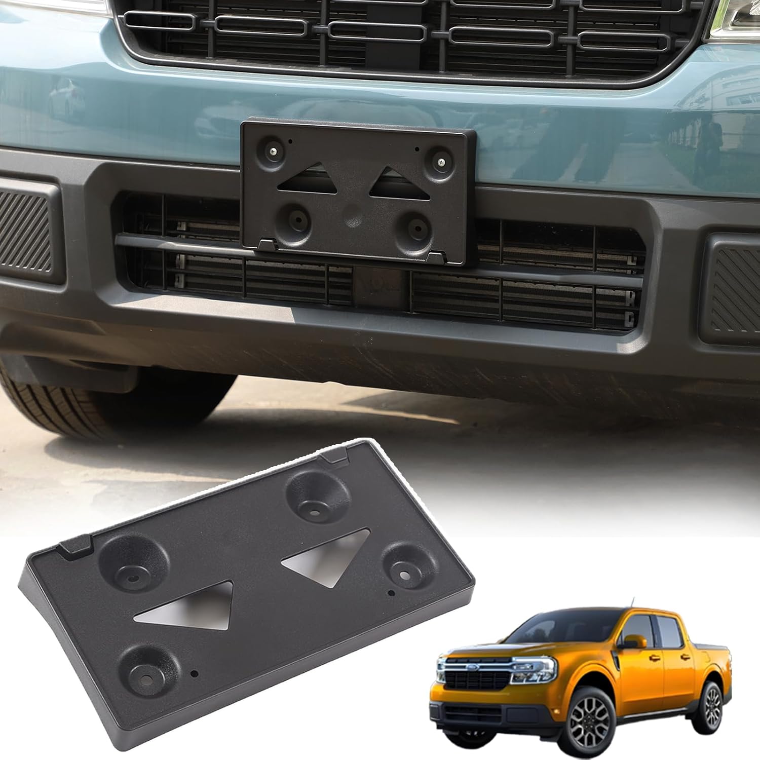 Car License Plate Frame Bracket Compatible with Ford Maverick 2022-2025,ABS No Drill Front Bumper License Plate Holder Mount Adapter Relocation Kit Accessories 1PCS