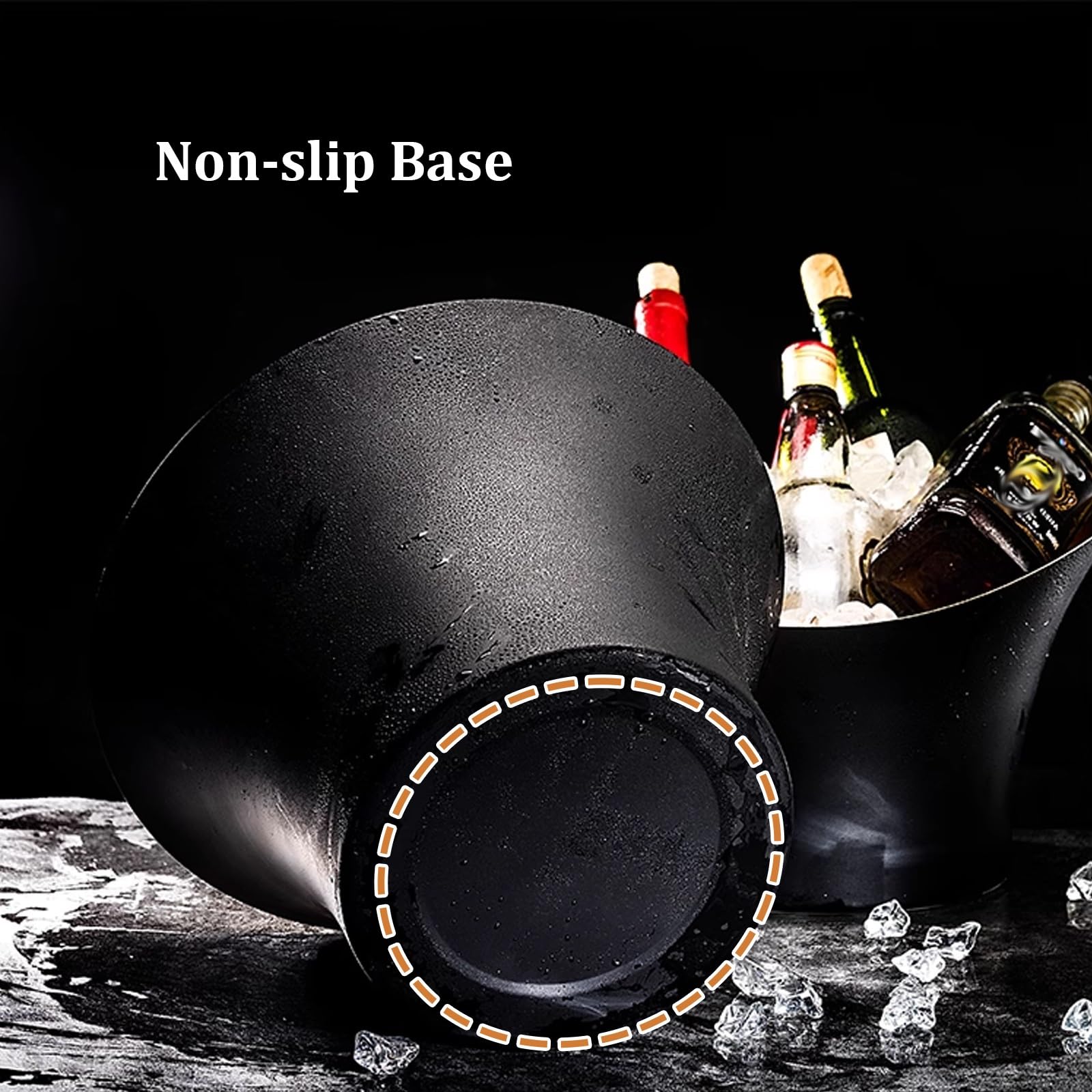 Secchiello per il ghiaccio in acciaio inox – nero oro champagne refrigeratore per bevande cocktail vino rosso birra – perfetto per campeggio, cene e banchetti